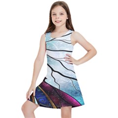 Anna Disney Frozen Stained Glass Kids  Lightweight Sleeveless Dress by artworkshop