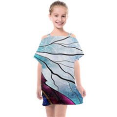 Anna Disney Frozen Stained Glass Kids  One Piece Chiffon Dress by artworkshop