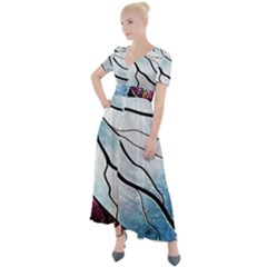 Anna Disney Frozen Stained Glass Button Up Short Sleeve Maxi Dress by artworkshop