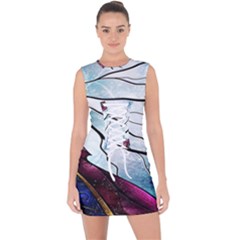 Anna Disney Frozen Stained Glass Lace Up Front Bodycon Dress by artworkshop