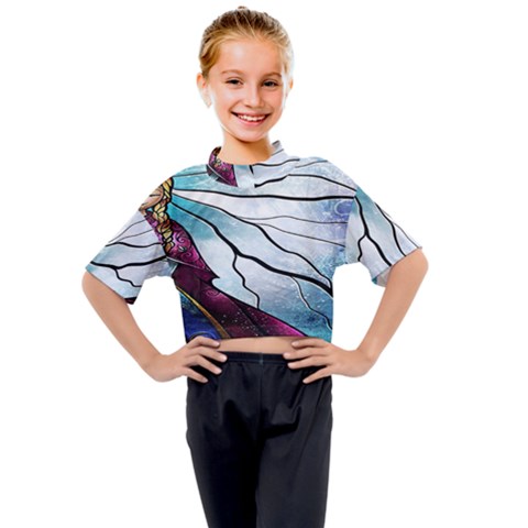 Anna Disney Frozen Stained Glass Kids Mock Neck Tee by artworkshop