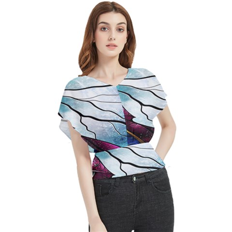 Anna Disney Frozen Stained Glass Butterfly Chiffon Blouse by artworkshop