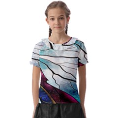 Anna Disney Frozen Stained Glass Kids  Frill Chiffon Blouse by artworkshop