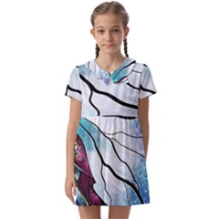 Anna Disney Frozen Stained Glass Kids  Asymmetric Collar Dress by artworkshop