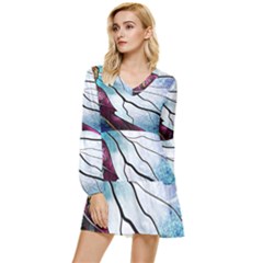 Anna Disney Frozen Stained Glass Tiered Long Sleeve Mini Dress