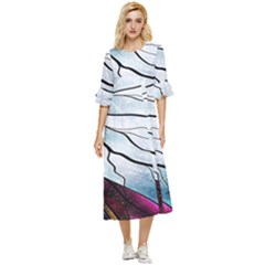 Anna Disney Frozen Stained Glass Double Cuff Midi Dress by artworkshop