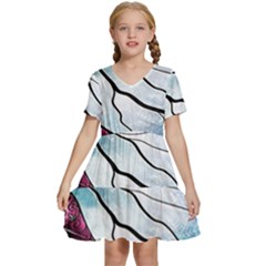 Anna Disney Frozen Stained Glass Kids  Short Sleeve Tiered Mini Dress by artworkshop