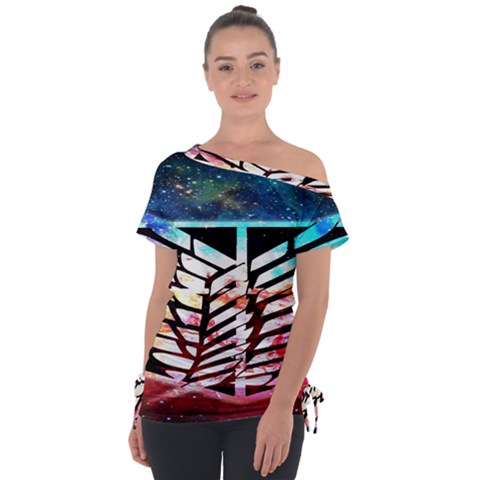 Attack On Titan Shingeki Galaxy Off Shoulder Tie-up Tee by artworkshop