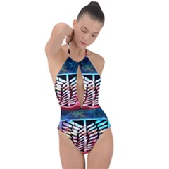 Attack On Titan Shingeki Galaxy Plunge Cut Halter Swimsuit by artworkshop