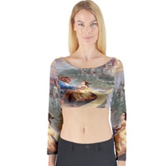 Beauty And The Beast Castle Long Sleeve Crop Top by artworkshop