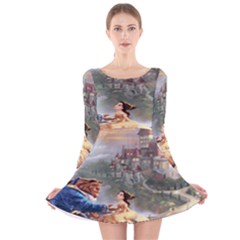 Beauty And The Beast Castle Long Sleeve Velvet Skater Dress