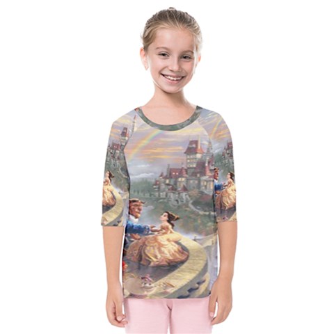 Beauty And The Beast Castle Kids  Quarter Sleeve Raglan Tee by artworkshop