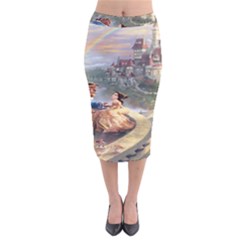 Beauty And The Beast Castle Velvet Midi Pencil Skirt by artworkshop