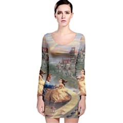 Beauty And The Beast Castle Long Sleeve Velvet Bodycon Dress by artworkshop