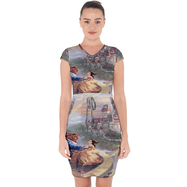 Beauty And The Beast Castle Capsleeve Drawstring Dress 