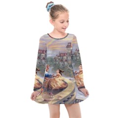 Beauty And The Beast Castle Kids  Long Sleeve Dress by artworkshop