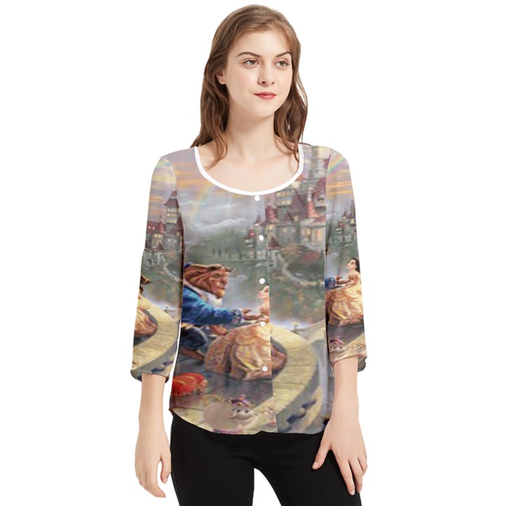 Beauty And The Beast Castle Chiffon Quarter Sleeve Blouse