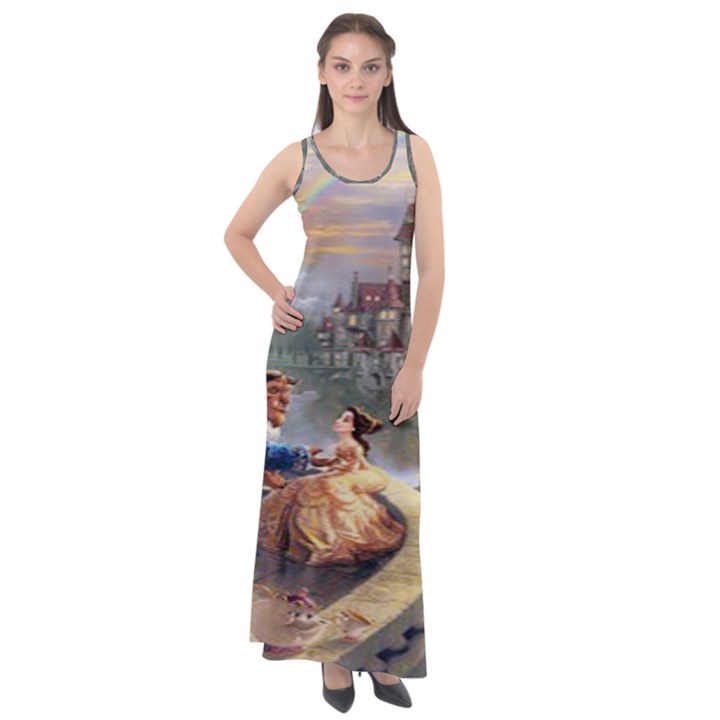 Beauty And The Beast Castle Sleeveless Velour Maxi Dress