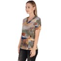 Beauty And The Beast Castle Women s V-Neck Scrub Top View2