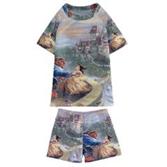 Beauty And The Beast Castle Kids  Swim Tee And Shorts Set by artworkshop