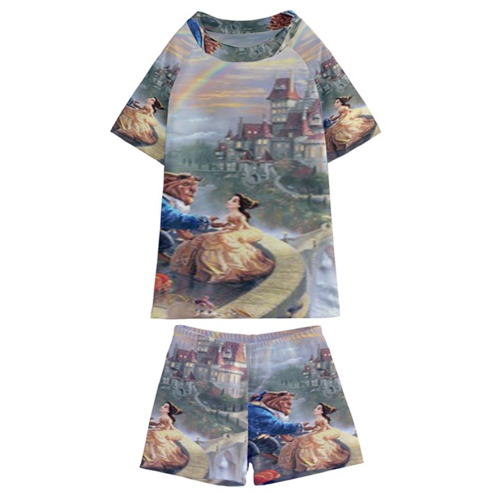 Beauty And The Beast Castle Kids  Swim Tee and Shorts Set