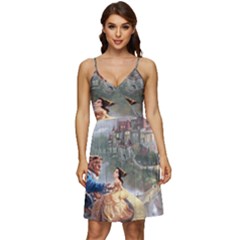 Beauty And The Beast Castle V-neck Pocket Summer Dress  by artworkshop