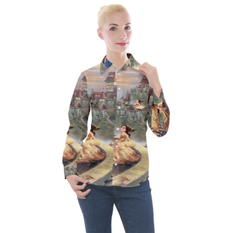 Beauty And The Beast Castle Women s Long Sleeve Pocket Shirt by artworkshop