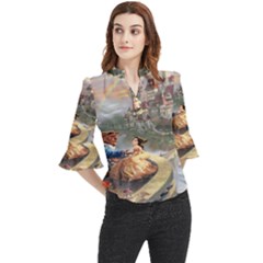 Beauty And The Beast Castle Loose Horn Sleeve Chiffon Blouse