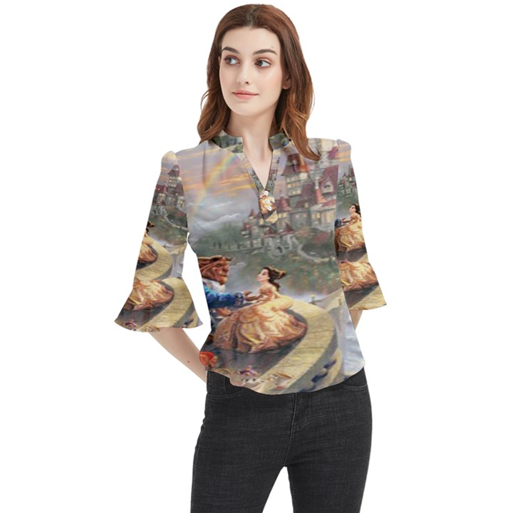 Beauty And The Beast Castle Loose Horn Sleeve Chiffon Blouse