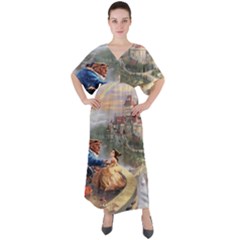 Beauty And The Beast Castle V-neck Boho Style Maxi Dress by artworkshop