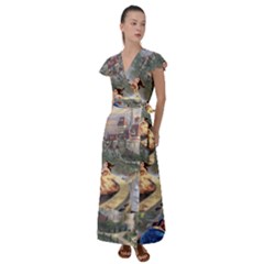 Beauty And The Beast Castle Flutter Sleeve Maxi Dress by artworkshop