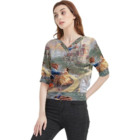 Beauty And The Beast Castle Quarter Sleeve Blouse by artworkshop