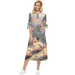 Beauty And The Beast Castle Bow Sleeve Chiffon Midi Dress by artworkshop