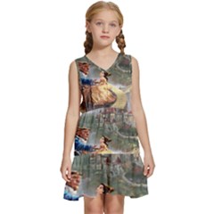 Beauty And The Beast Castle Kids  Sleeveless Tiered Mini Dress