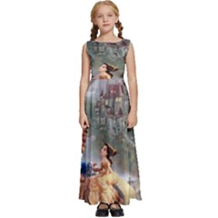 Beauty And The Beast Castle Kids  Satin Sleeveless Maxi Dress