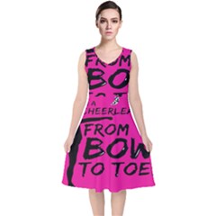 Bow To Toe Cheer V-neck Midi Sleeveless Dress  by artworkshop