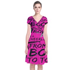 Bow To Toe Cheer Short Sleeve Front Wrap Dress by artworkshop