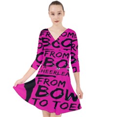 Bow To Toe Cheer Quarter Sleeve Front Wrap Dress