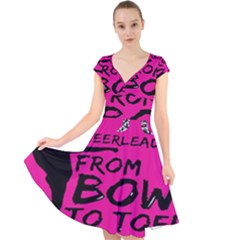 Bow To Toe Cheer Cap Sleeve Front Wrap Midi Dress by artworkshop