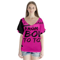 Bow To Toe Cheer V-neck Flutter Sleeve Top by artworkshop