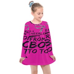 Bow To Toe Cheer Kids  Long Sleeve Dress by artworkshop