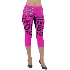 Bow To Toe Cheer Lightweight Velour Capri Leggings  by artworkshop