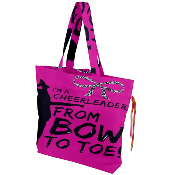 Bow To Toe Cheer Drawstring Tote Bag