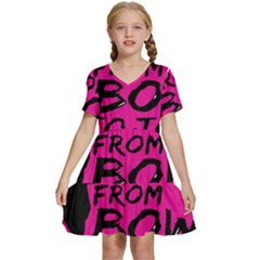 Bow To Toe Cheer Kids  Short Sleeve Tiered Mini Dress by artworkshop