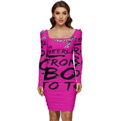 Bow To Toe Cheer Women Long Sleeve Ruched Stretch Jersey Dress by artworkshop