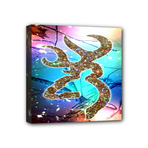 Browning Deer Glitter Galaxy Mini Canvas 4  X 4  (stretched) by artworkshop