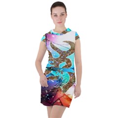 Browning Deer Glitter Galaxy Drawstring Hooded Dress by artworkshop