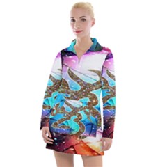 Browning Deer Glitter Galaxy Women s Long Sleeve Casual Dress by artworkshop