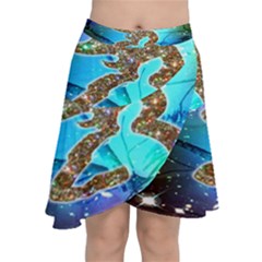 Browning Deer Glitter Galaxy Chiffon Wrap Front Skirt by artworkshop