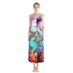 Browning Deer Glitter Galaxy Button Up Chiffon Maxi Dress by artworkshop